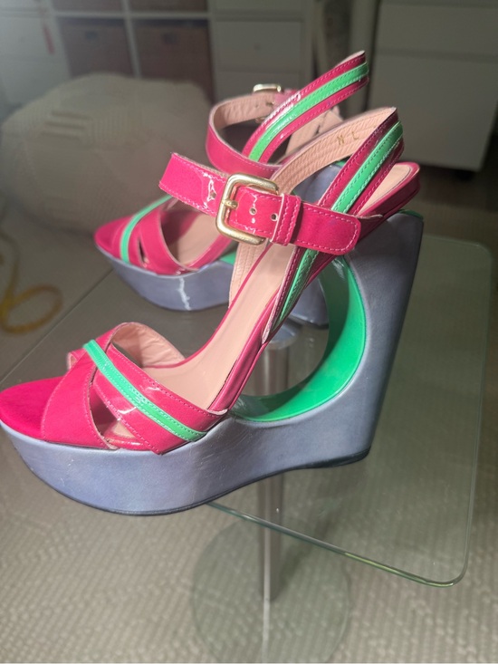 Stuart Weitzman Shoes - Stuart Weitzman colorblocked Wedge Sandals Size 8.5